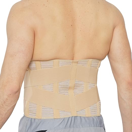 NeoTech Care Adjustable Compression Wide Back Brace Lumbar Support Belt (Beige, Size XXL)