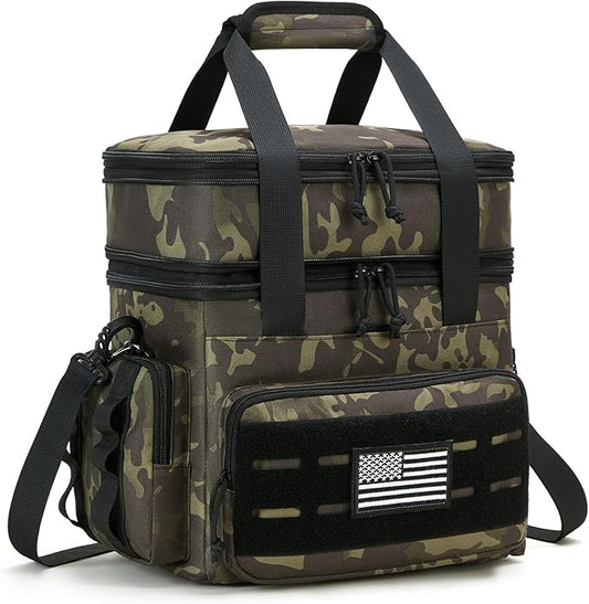 holuxer Tactical Lunch Bag & Lunch Box for Men - Large Double Deck Expandable Insulated Soft Adult Lunchbox for Work - Cooler Bag for Beach, Picnic, Camping,Outdoor，Travel (Camo,16L)