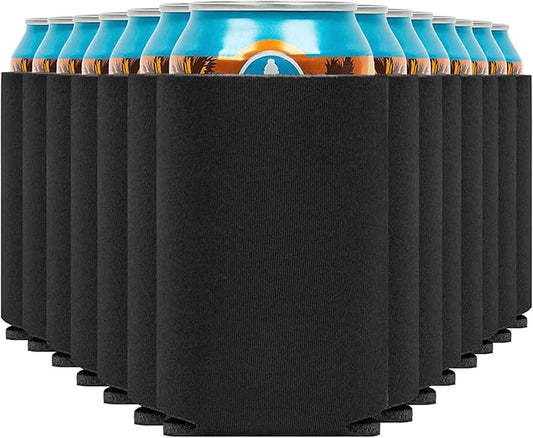 Blank Beer Can Cooler Sleeves (60-Pack) Soft Insulated Beer Can Coolies - HTV Friendly Blank Koolies in Bulk for Beer Cans & Bottles - Black Coolie Blanks for Vinyl Projects & Wedding Favors (Black)