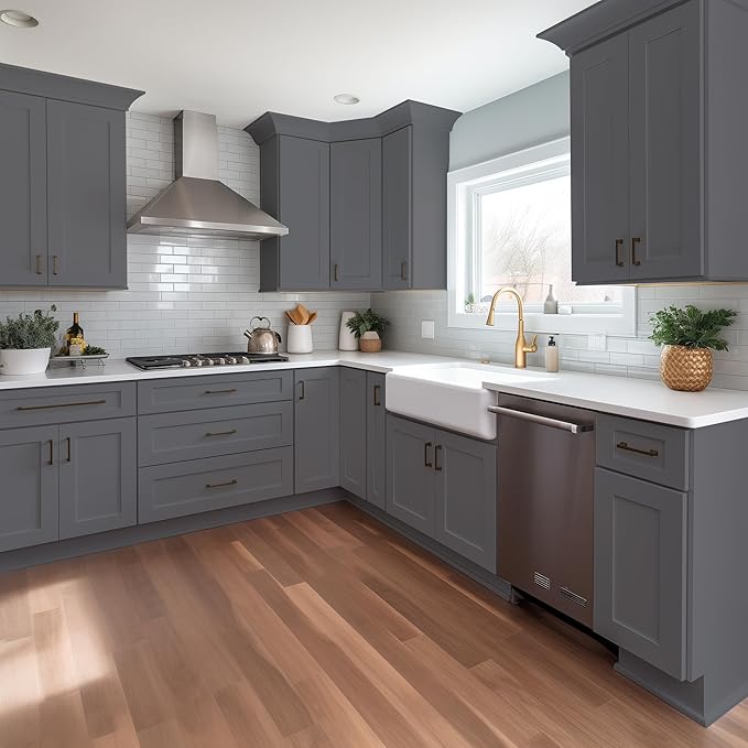 Wall-Mounted Cabinet – Solid Wood Shaker Style Medicine Cabinet with Adjustable Shelves & Soft-Close Doors for Bathroom, Kitchen, and Office Storage (Pebble Gray, 36" W x 12" D x 42" H)