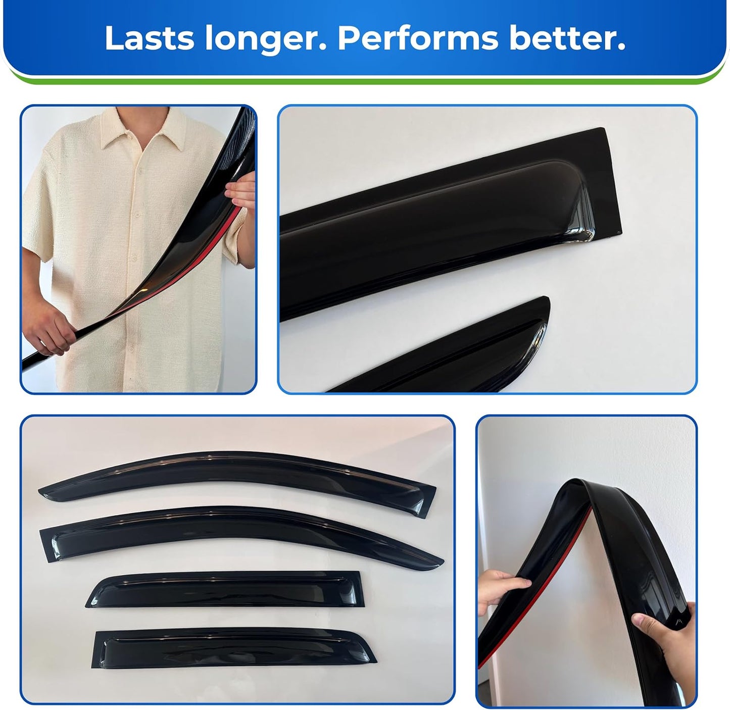 KPY Window Visor Compatible with Toyota Sienna 1998-2003, Rain Guard Window Vent Deflectors Tape-On Style, 1998 1999 2000 2001 2002 2003