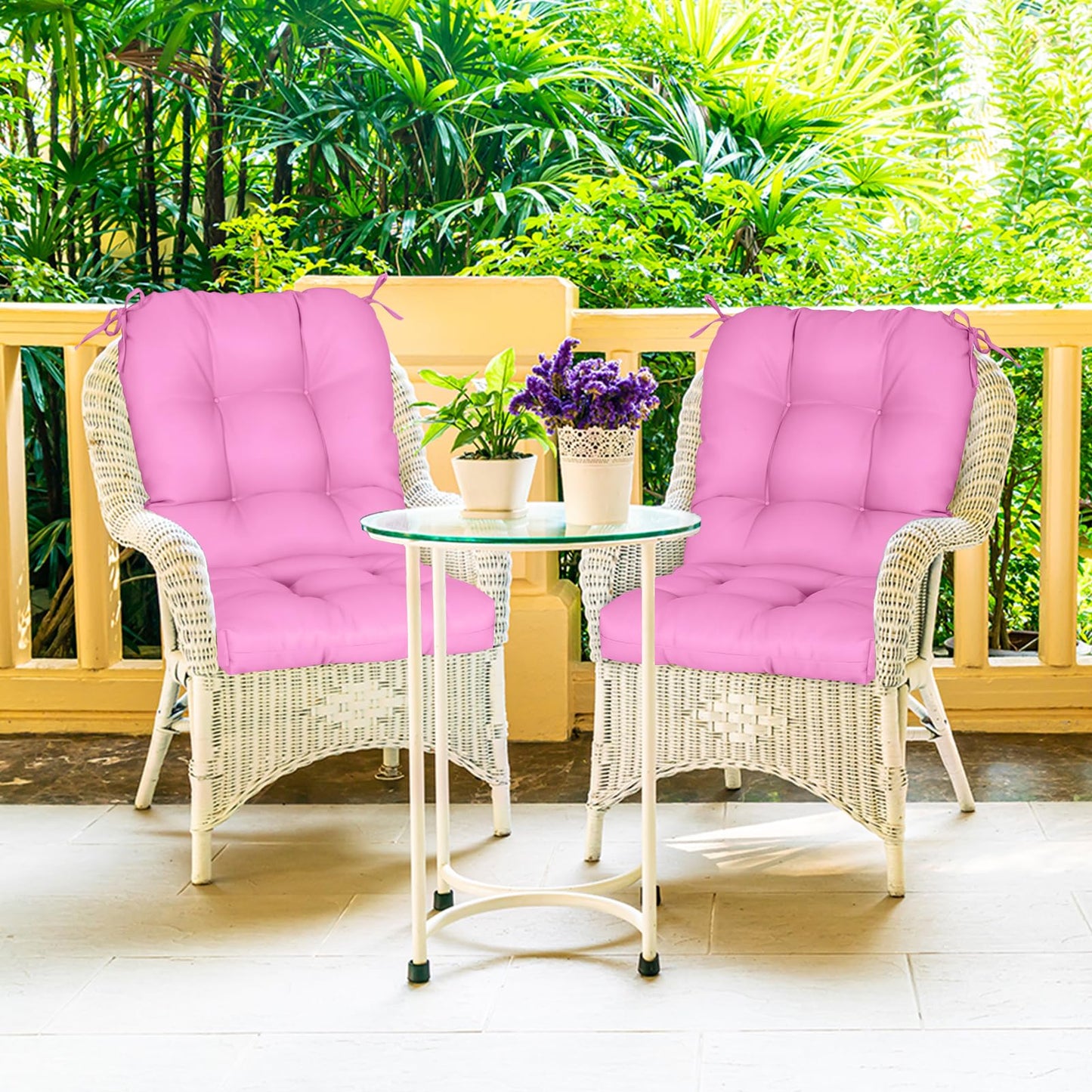 EAGLE PEAK Tufted Outdoor/Indoor Seat/Back Chair Cushions, Set of 2, 42'' x 21'', Pink