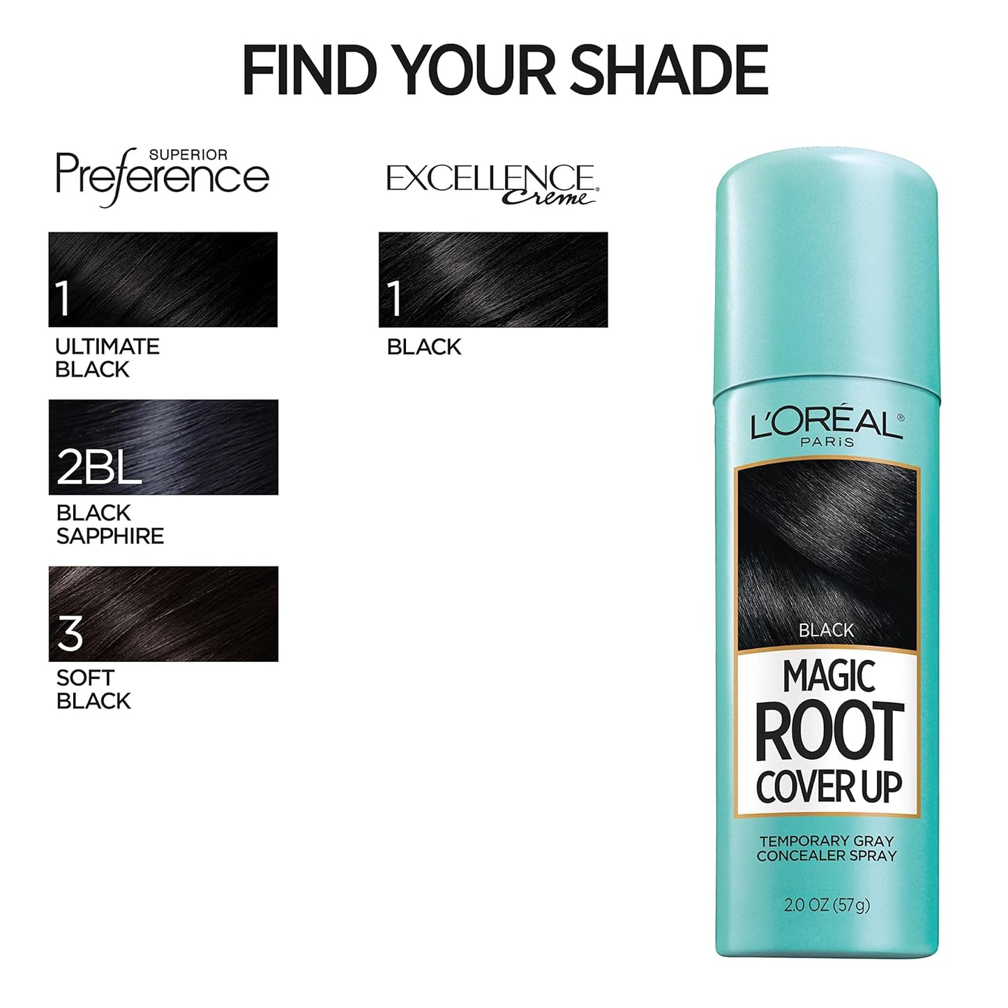 L'Oreal Paris Hair Color Root Cover Up Hair Dye Black 2 Ounce (Pack of 2) (Packaging May Vary)