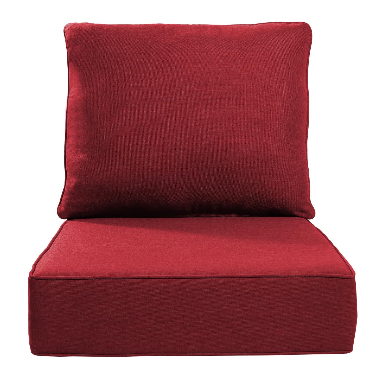 ACTREST Luxury 24x24x6 Outdoor Cushions - Water&UV&Fade Resistant 1 Set Zippered Patio Chair Back&Seat Cushion for Wicker Dining Rocking Swivel Chairs Loveseat Couch Sectional Sofa - Red