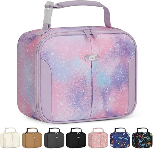 Insulated Lunch Box for Kids, Cute Thermal Lunch Bag for School, Reusable Lunch Tote for Boys and Girls, Durable Cooler Bag with Easy Grab Handle, Lightweight and Easy to Clean, Galaxy Starry Sky