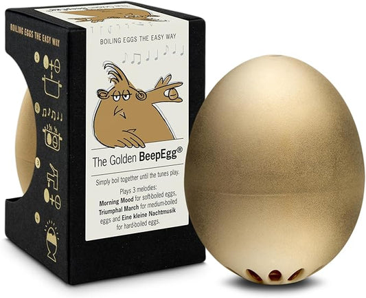 The Golden BeepEgg – Egg Timer for Boiling Eggs – Musical Egg Cooker for Soft, Medium, Hard Boiled Eggs – Food Safe – Singing Floating Egg Timer – Egg Cooker for 3 Levels of Doneness - Brainstream