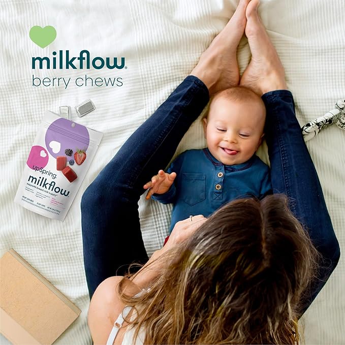 UpSpring Lactation Supplement for Breastfeeding, Lactation Snacks with Fenugreek and Blessed Thistle, Breastfeeding Essentials Support, Breast Milk Supply - Mixed Berry (28 Count)
