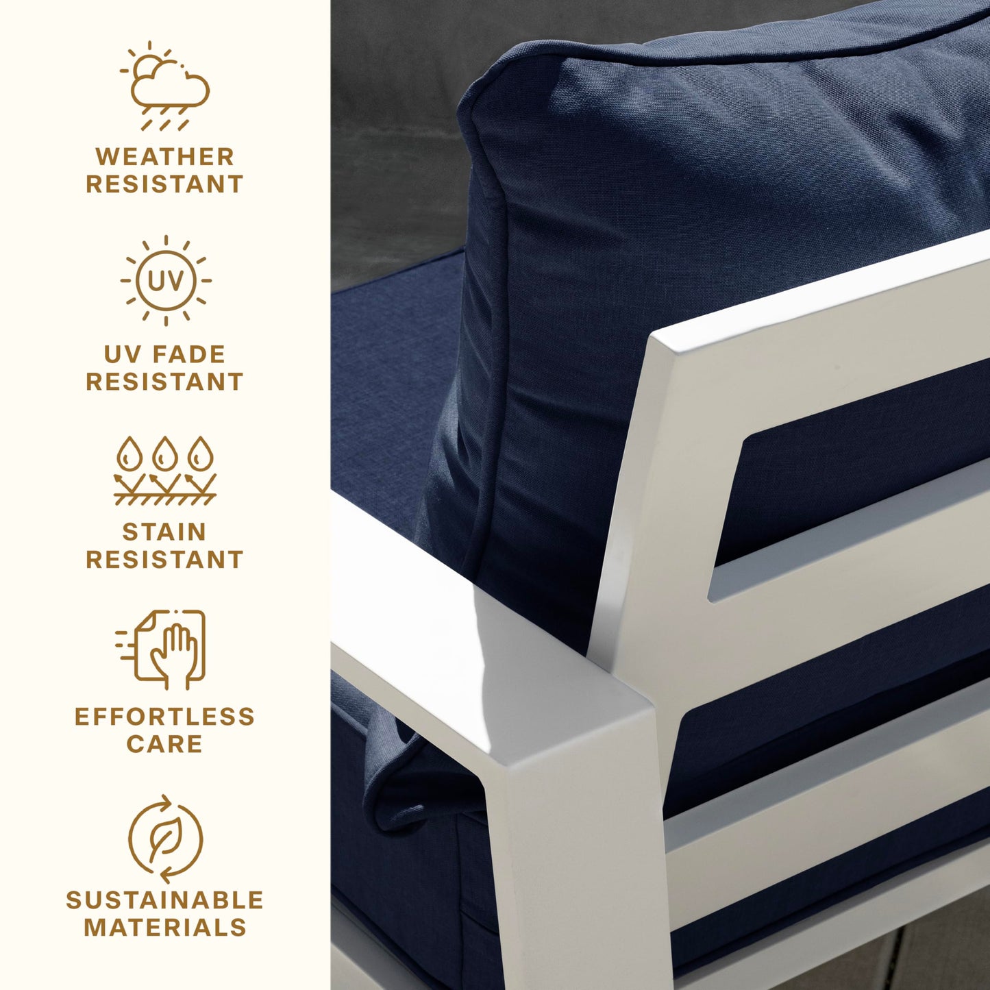 Honeycomb Outdoor Deep Seat, 24 x 23, Sunbrella Stanton Lagoon Chair Cushion for Patio Furniture