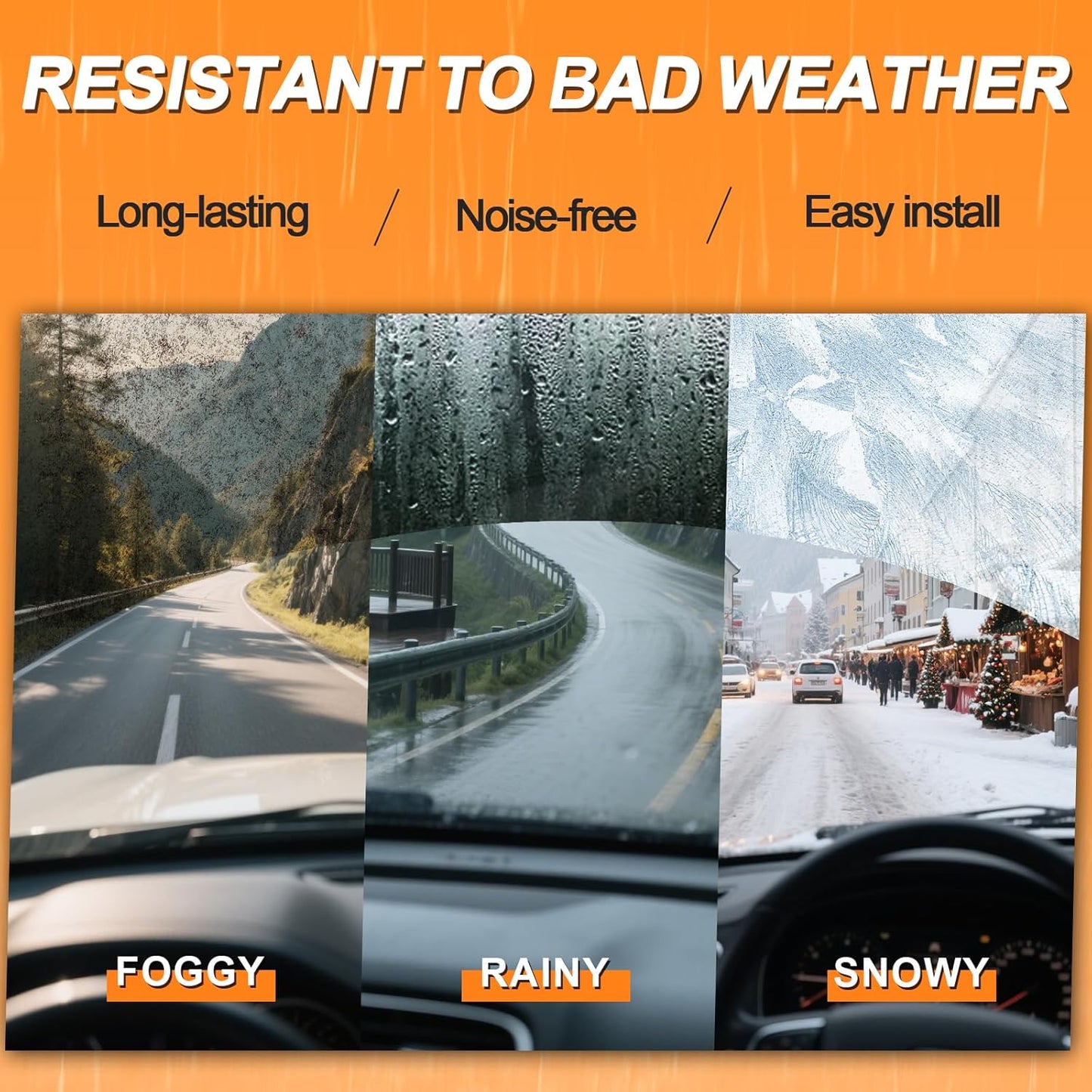HULADAED® 26''+19''+16'' Windshield Wipers Replacement for Toyota Prius 2015 2014 2013 2012 2011 2010,Silicone Front Rear Wiper blades for MY Car-All Weather & Quiet(3 PACK)