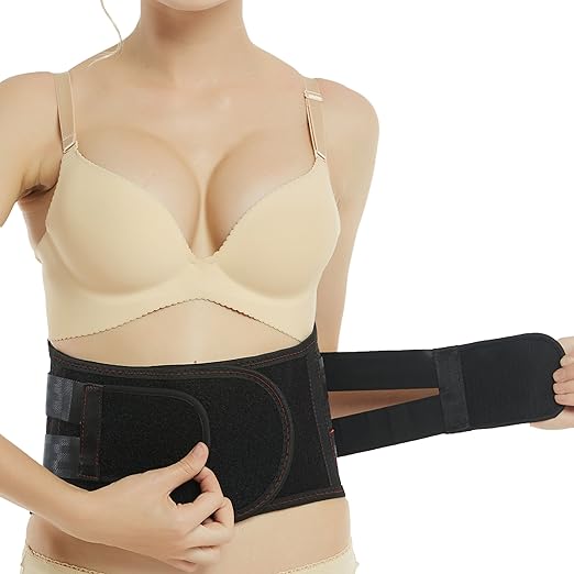 NeoTech Care Back Support Belt - Breathable & Adjustable Lower Back Brace - Double Pull Compression Straps (Black, Size L)