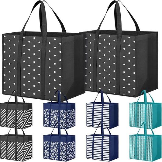 Fab totes 10 Pack Reusable Grocery Bags 35L Large Capacity Reusable Shopping Bags for Groceries Heavy Duty Waterproof Tote Bags for Shopping and Picnic