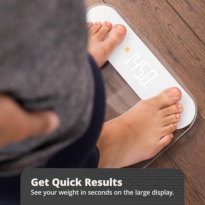 Greater Goods Digital AccuCheck Bathroom Scale for Body Weight, Capacity up to 400 lbs, Batteries Included, Clear