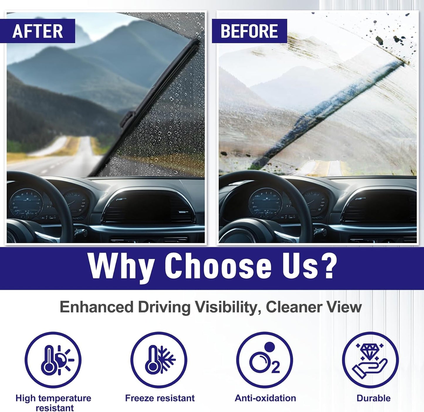 AJK Wiper Blades for Ford Bronco 2021 2022 2023 2024, 3 Piece All Weather OEM Quality Automotive Replacement Windshield Wiper Blades for My Car