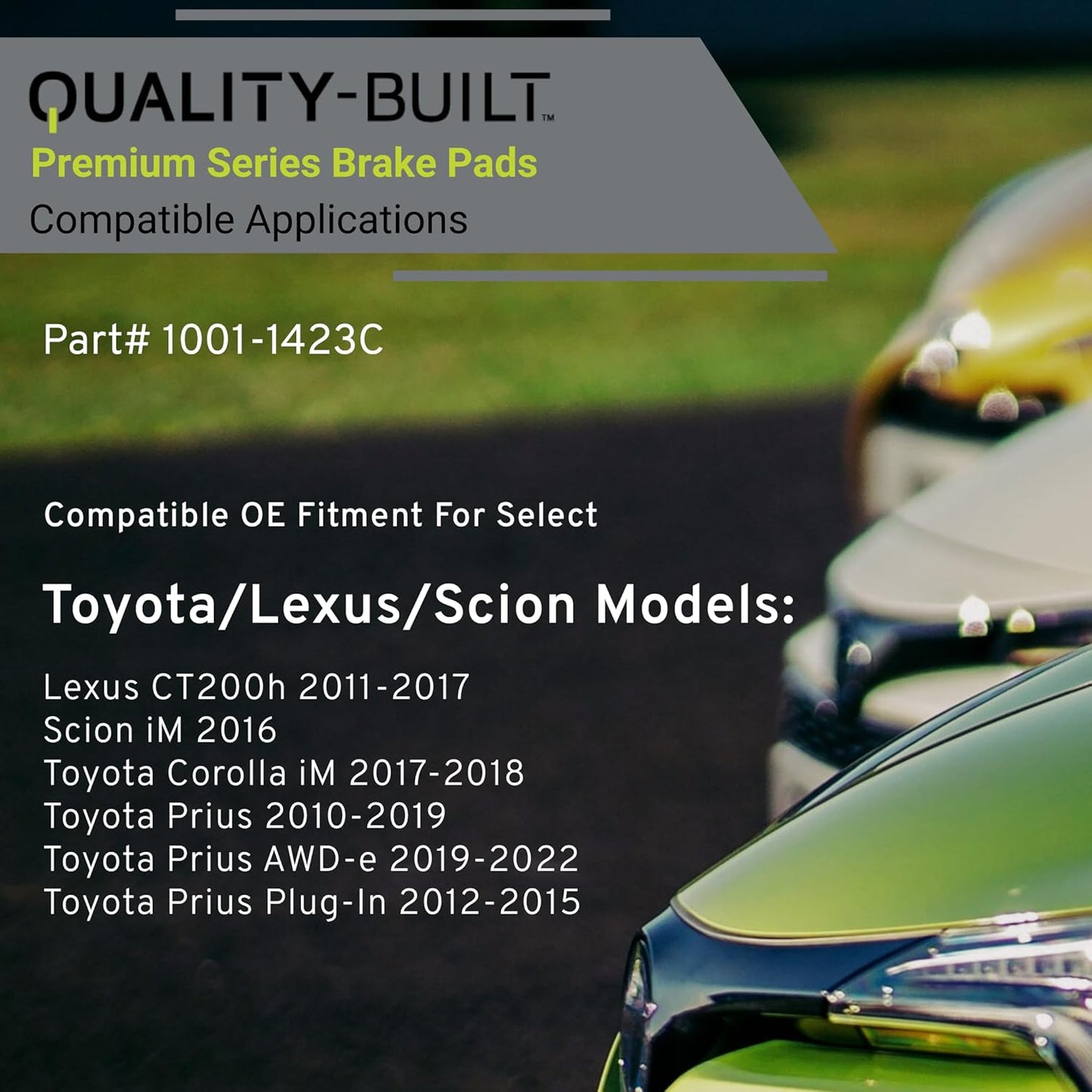 Premium Ceramic Rear Brake Pads (1001-1423C) Compatible with Lexus CT200h 2017-2011, Scion iM 2016, Toyota Corolla iM 2018-2017, Prius 2019-2010, Prius AWD-e 2022-2019 & More