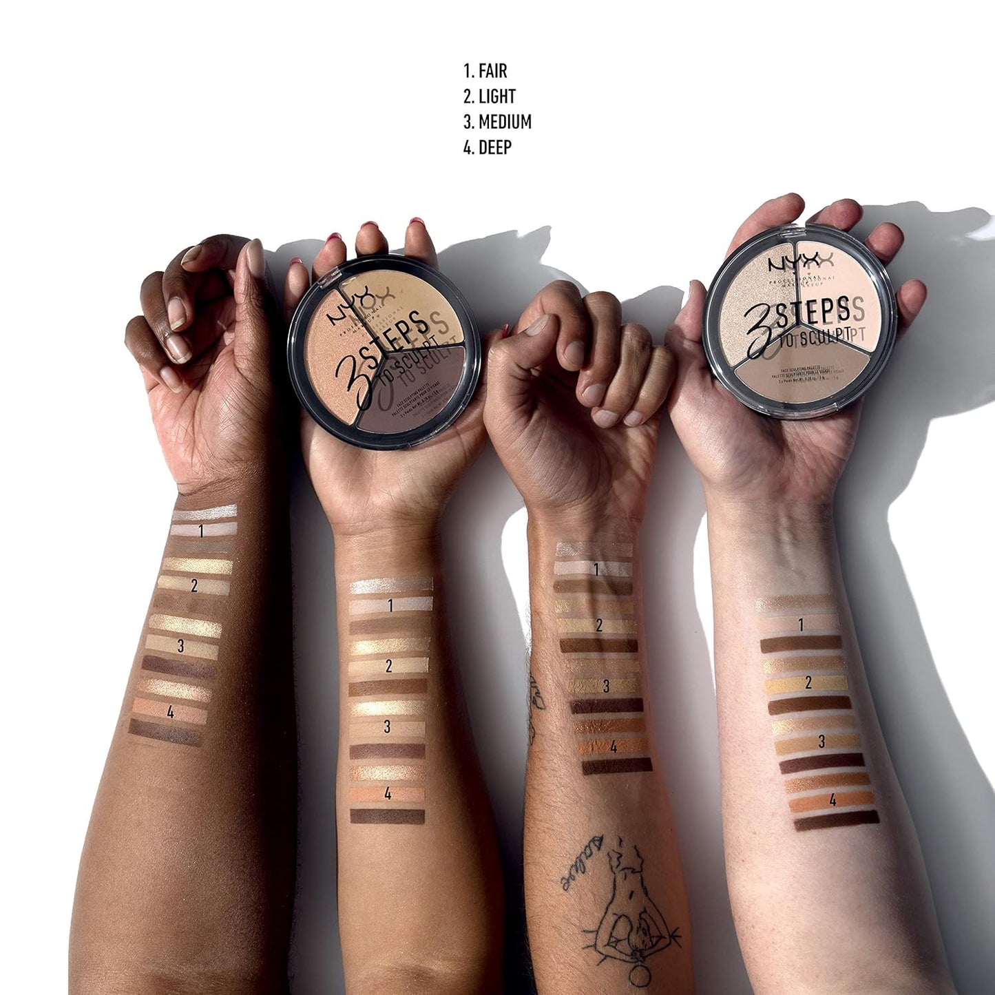 NYX PROFESSIONAL MAKEUP 3 Steps to Sculpt, Face Sculpting Contour Palette - Fair