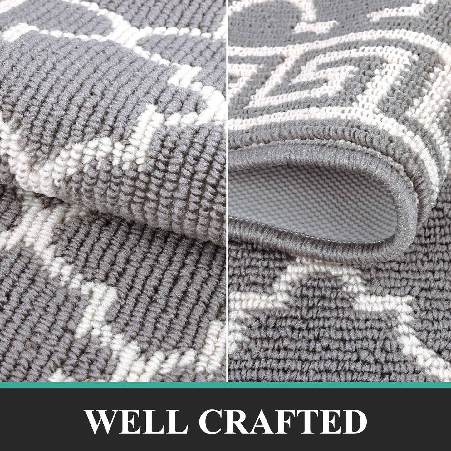 Pauwer Door Mat Indoor Entrance 36"x60" Absorbent Dirt Trapper Welcome Mats for Front Door Washable Entryway Rugs Ultra Thin Doormat Non Slip Runner Rugs for Hallway Kitchen Laundry Room, Grey