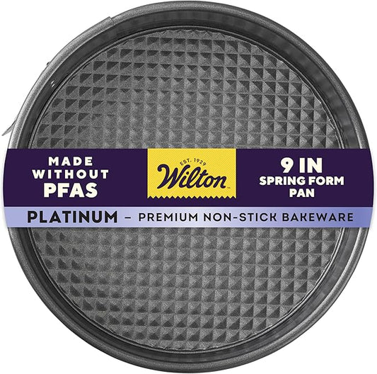 Wilton Platinum Non-Stick Spring Form Pan - Baking Pan for Cheesecakes, Deep Dish Pizzas & Bread Puddings - Scratch Resistant, Even Heat Distribution & Made Without PFAS - 9 x 2.7 Inch