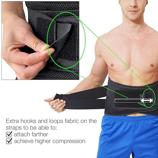NeoTech Care Adjustable Compression Wide Back Brace Lumbar Support Belt (Beige, Size M)