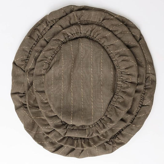 100% Linen Stripe Bowl Covers Reusable For Bread Proofing, 4 Pcs Elastic Cloth Fabric Bowl Covers, 5.9*7.9*9.8*11.8 Inches, Green