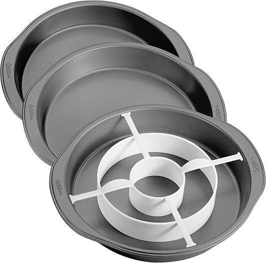 Wilton Round Checkerboard Cake Pan Set, 4-Piece, Steel