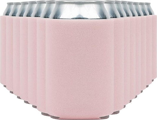 Blank Beer Can Cooler Sleeves (60-Pack) Soft Insulated Beer Can Coolies - HTV Friendly Blank Koolies in Bulk for Beer Cans & Bottles - Coolie Blanks for Vinyl Projects & Wedding Favors (Blush)