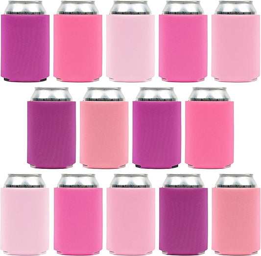 Blank Beer Can Cooler Sleeves (14-Pack) Soft Insulated Beer Cozy for Cans - HTV Friendly Plain Coolies in Bulk for Beer Cans & Bottles - Can Cozy Sublimation Blanks for Vinyl Projects & Wedding Favors