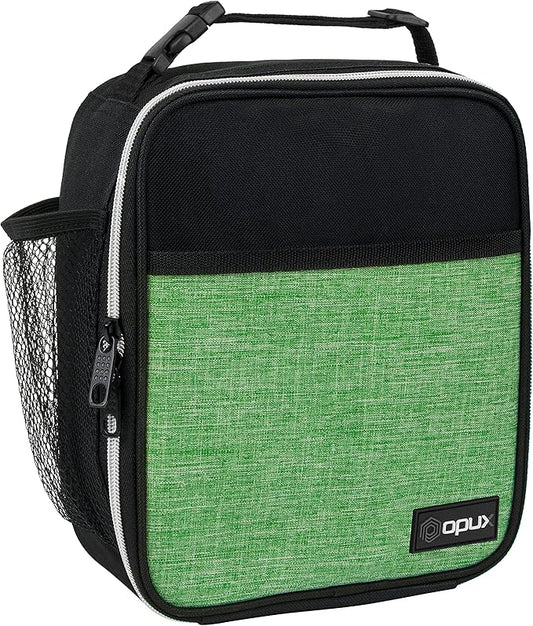 opux Premium Insulated Lunch Box, Soft School Lunch Bag for Kids Boys Girls, Leakproof Small Lunch Pail Men Women Work, Reusable Compact Cooler Tote Lunchbox for Office Adult, Heather Green