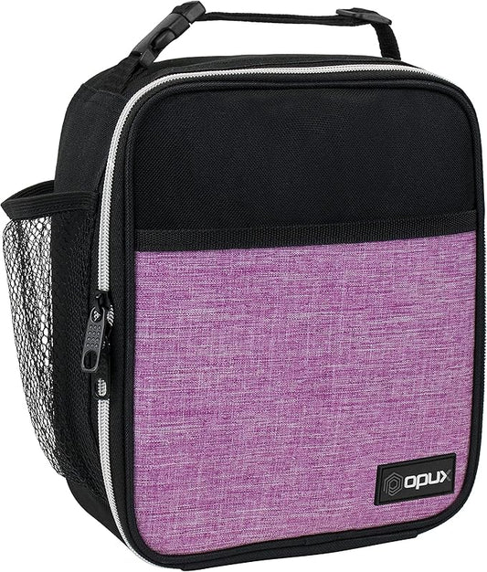 opux Premium Insulated Lunch Box, Soft School Lunch Bag for Girls Kids, Leakproof Small Lunch Pail Women Work, Reusable Compact Cooler Tote Lunchbox for Office Adult, Heather Purple