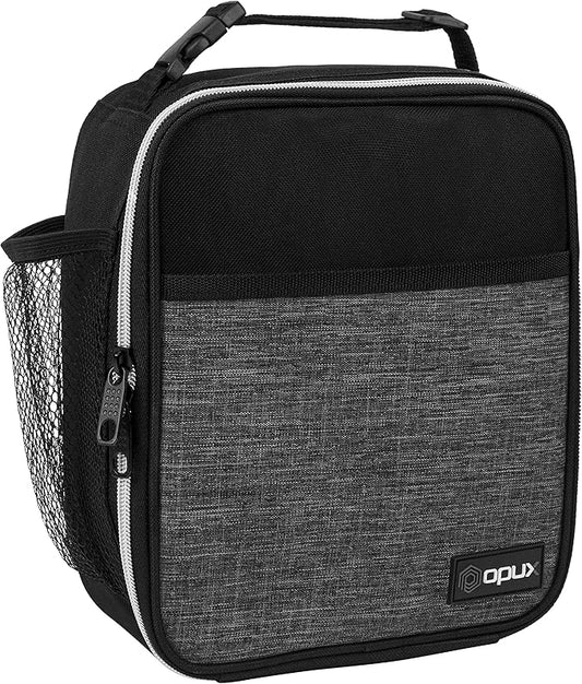 opux Premium Insulated Lunch Box, Soft School Lunch Bag for Kids Boys Girls, Leakproof Small Lunch Pail Men Women Work, Reusable Compact Cooler Tote Lunchbox for Office Adult, Heather Charcoal