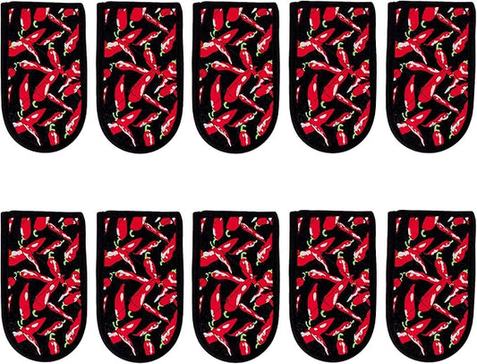 EHOMEA2Z Cast Iron Skillet Pan Pot Holder Covers Mitts Black Non-Slip Washable Sleeves for BBQ Baking Kitchen Cotton Commercial Grade (Chili, 10)