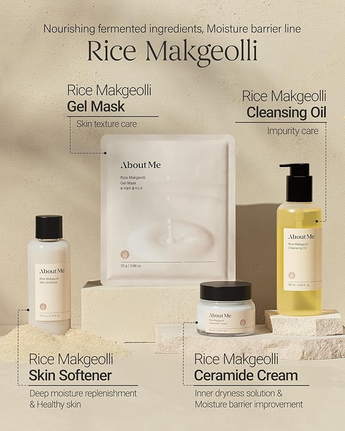 ABOUT ME Rice Makgeolli Skin Softener – Korean Traditional Fermentation Toner for All Skin Types – Daily Barrier Repair with 5 Ceramides & Rice Bran – Korean Skin Care – 5.74oz, 170ml