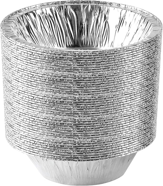 PLASTICPRO 6'' Inch Round Tin Foil Cake Pans Disposable Aluminum, Freezer & Oven Safe - For Baking, Cooking, Storage, Roasting, & Reheating, Pack of 100