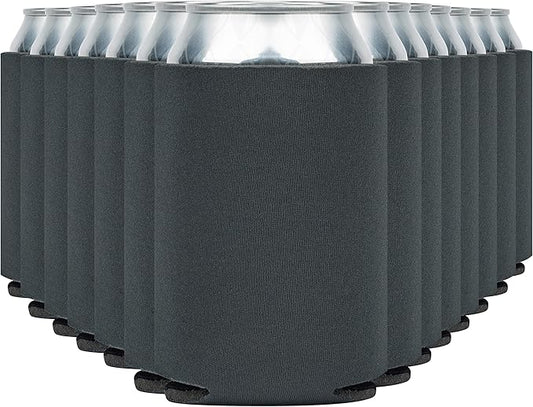 CURRENT CO. Blank Beer Can Cooler Sleeves (60-Pack) Soft Insulated Coolies - HTV Friendly Koolies in Bulk for Cans & Bottles Coolie Blanks Vinyl Projects Wedding Favors (Charcoal)
