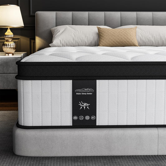 12 Inch King Size Mattress - 2025 Upgraded Hybrid Cooling Gel Memory Foam & Pocket Coils, Medium Firm Mattress in a Box for Back Neck Pain Relief, Motion Isolation, Edge Support, CertiPUR-US Certified
