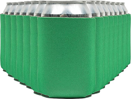Blank Beer Can Coolers Sleeves (30-Pack) Soft Insulated Beer Can Coolies - HTV Friendly Plain Koolies in Bulk for Beer Cans & Bottles - Coolie Blanks for Vinyl Projects & Wedding Favors (Kelly Green)