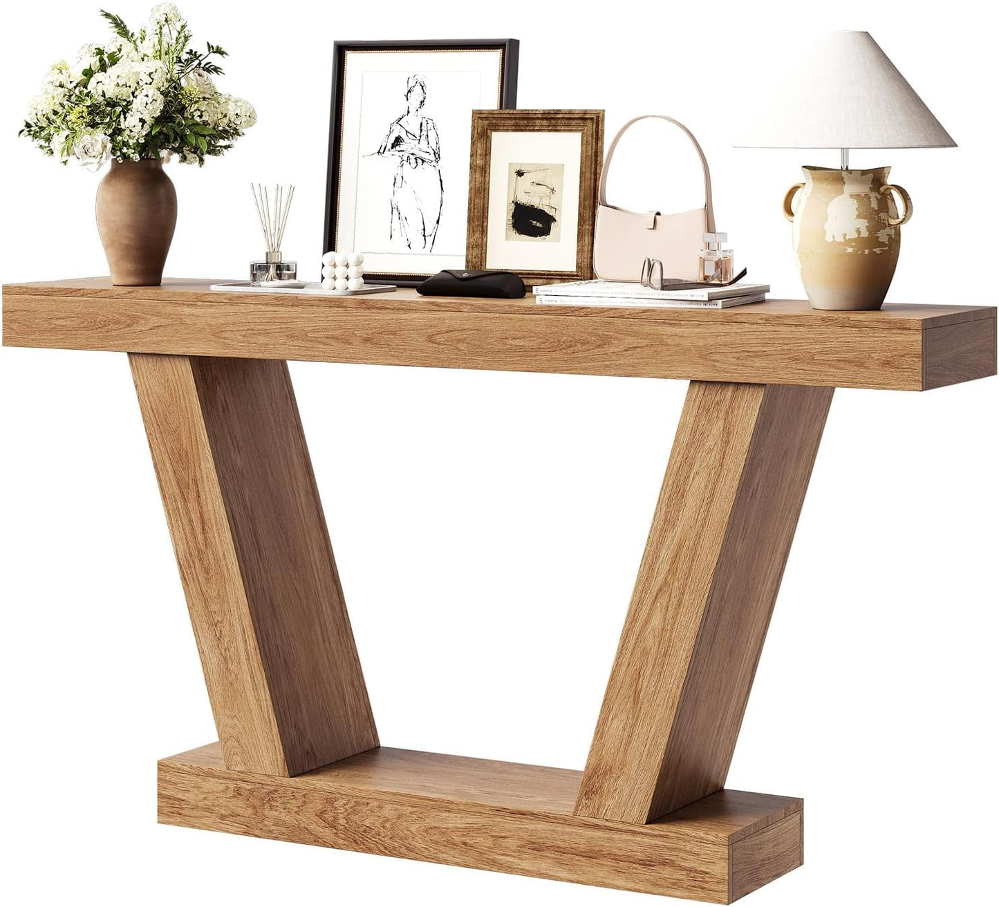 Console Sofa Table, 2-Tier Farmhouse Narrow Behind Couch Sofa, Extra-Long Accent Entryway Table for Hallway, Foyer, Living Room