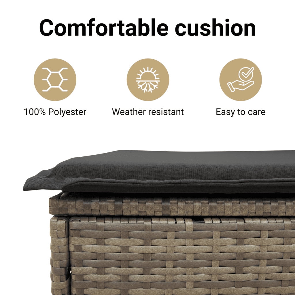 vidaXL Garden Sofa Set Grey PE rattan, powder-coated steel, polyester
